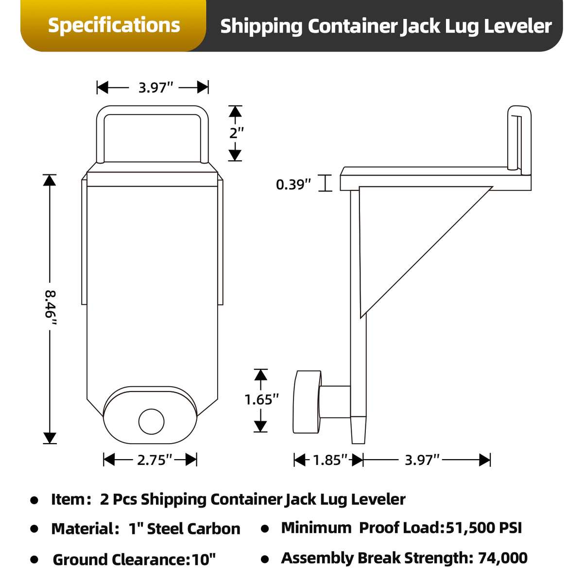 2Pack Shipping Container Booster Lifter-Shipping Container Jack Lug Leveler