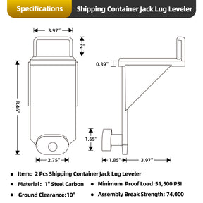 2Pack Shipping Container Booster Lifter-Shipping Container Jack Lug Leveler