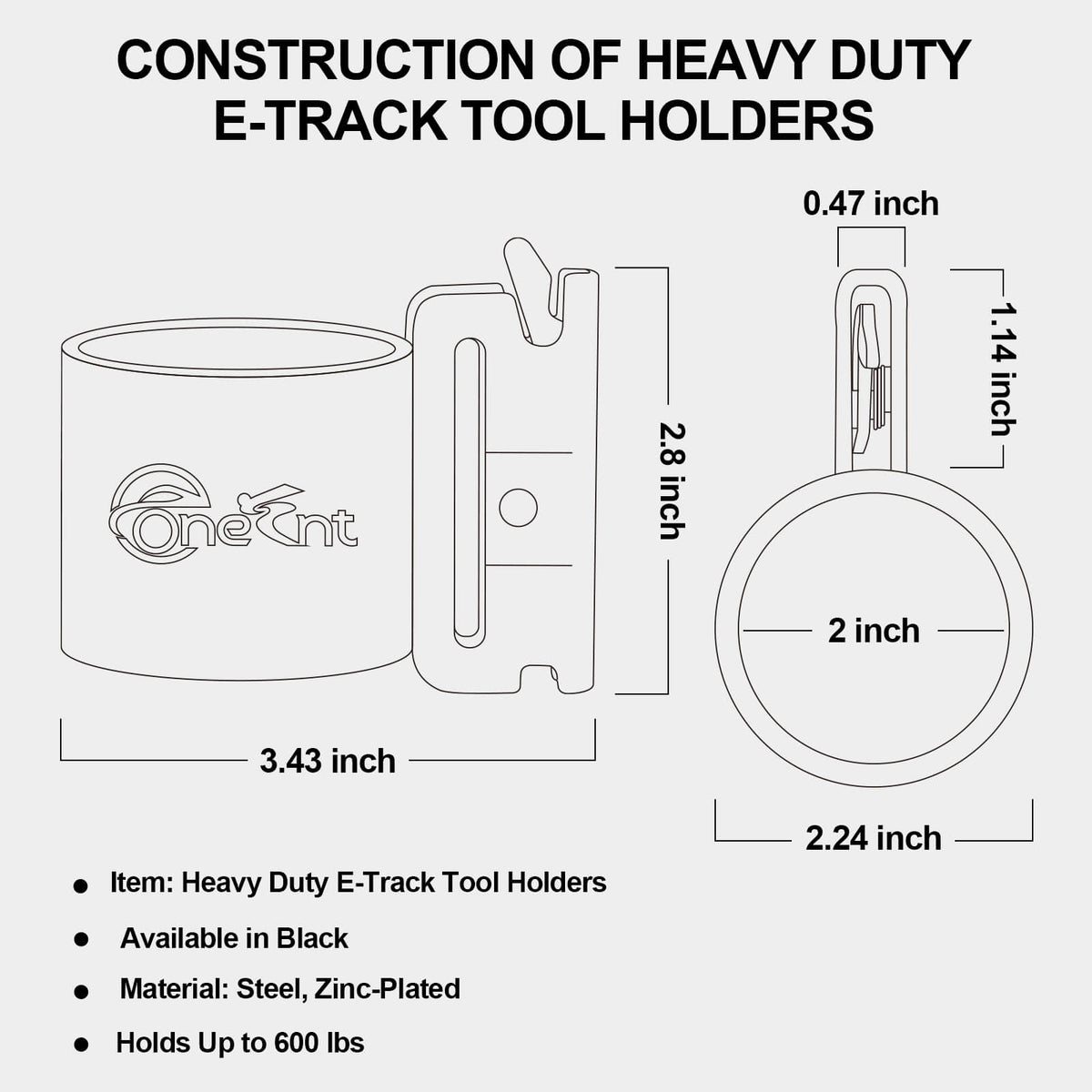 5 Pack E-Track Heavy Duty Tool Holders