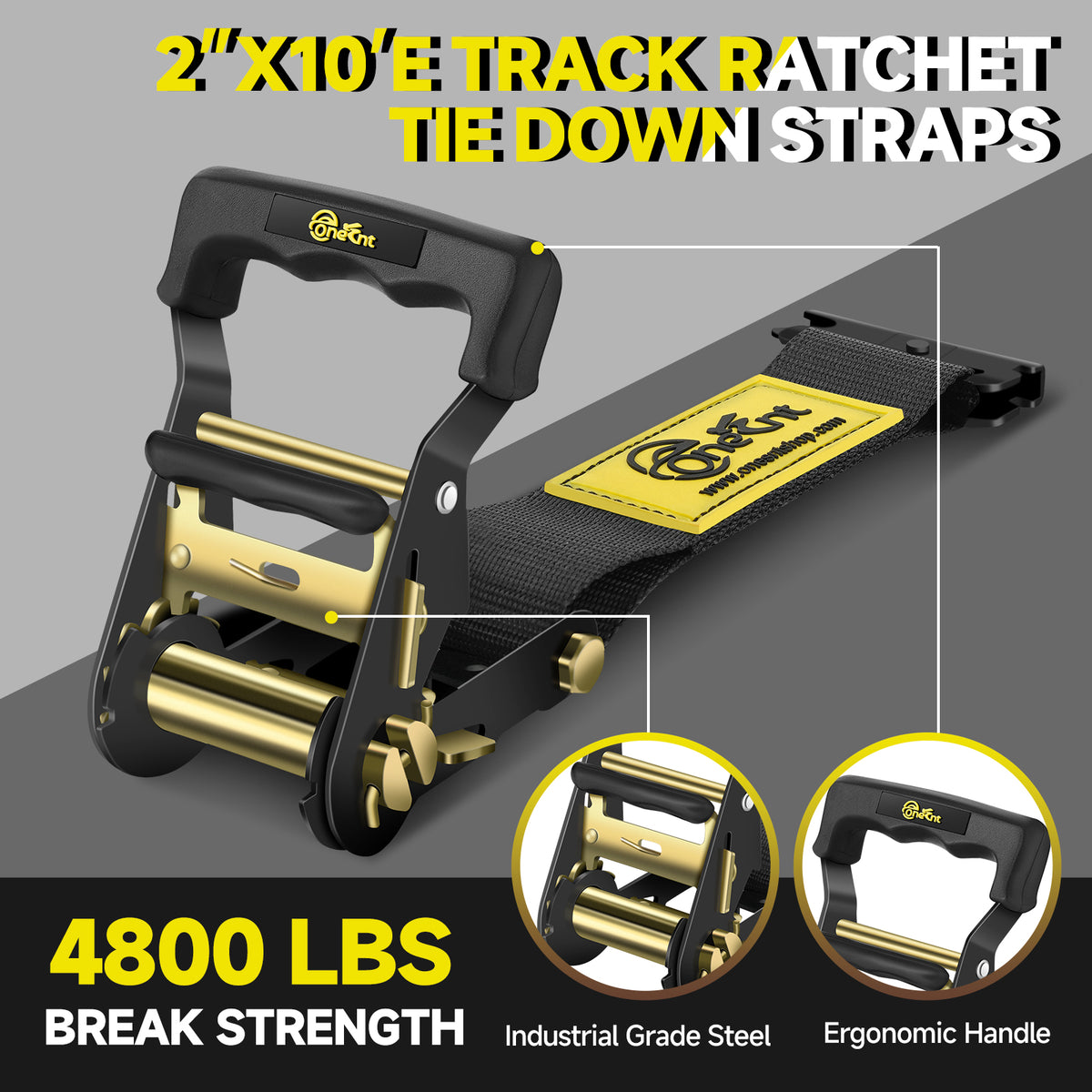 4Pcs E-Track Ratchet Straps with Wheel Chock Kit|2” x10 ft e track ratchet tie down straps for 4800 lbs Break Strength Heavy Duty etrack Cargo Strap System Tie Down|E Track Spring Fitting for ATV, UTV