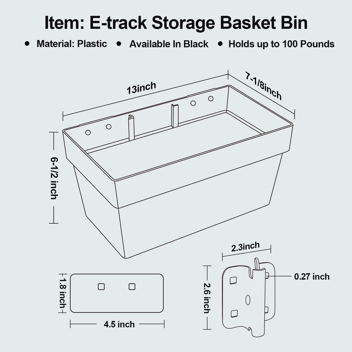 E-Track Basket Storage Bin