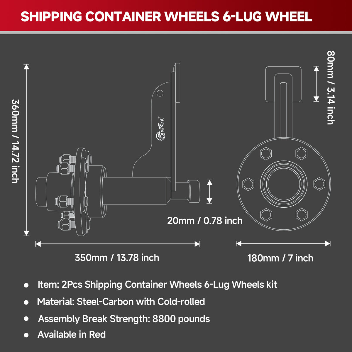 2Pack Shipping Container Wheels 6-Lug Wheels kit