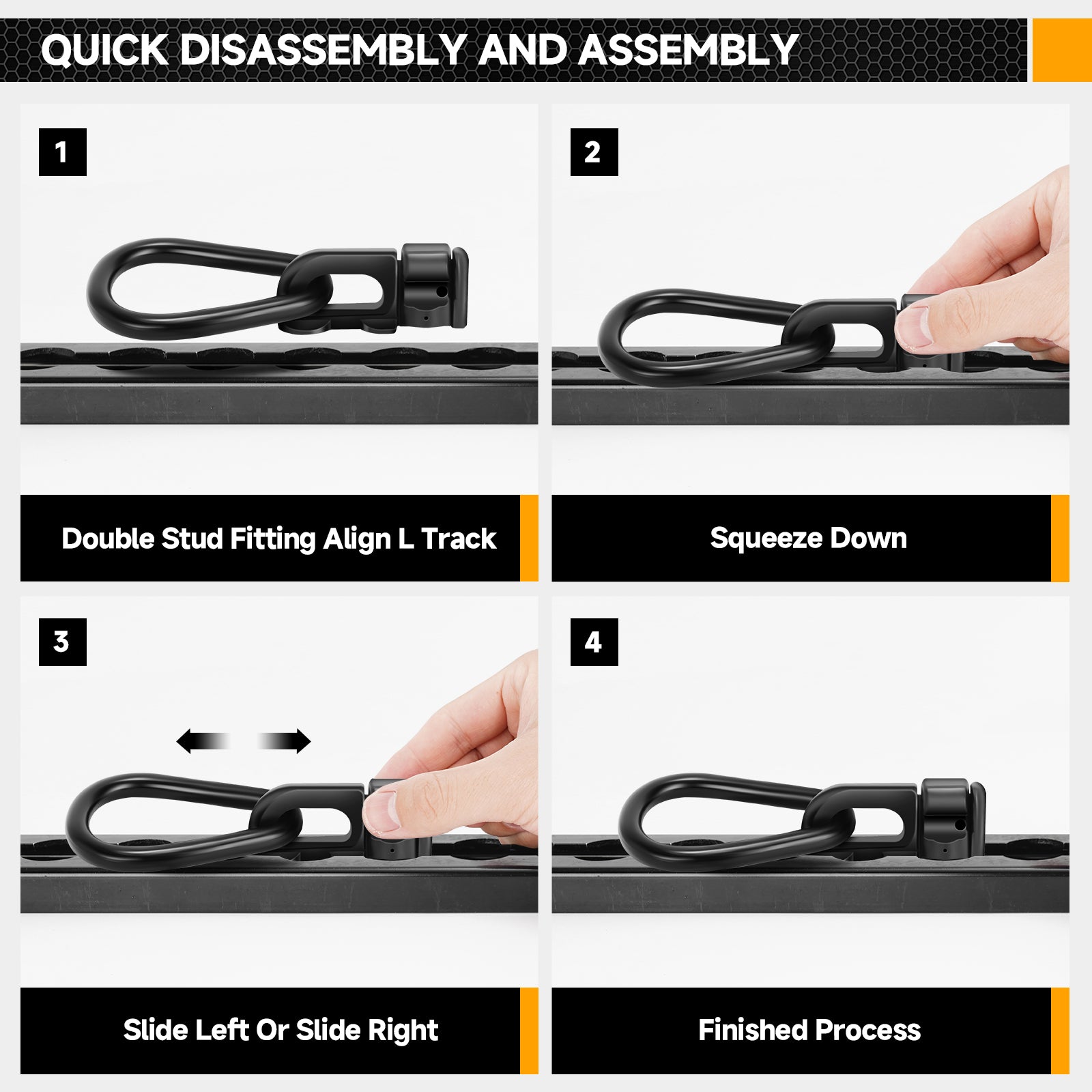 L-Track Double Stud Tie Down Fitting with Pear Link