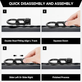 L-Track Double Stud Tie Down Fitting with O Ring