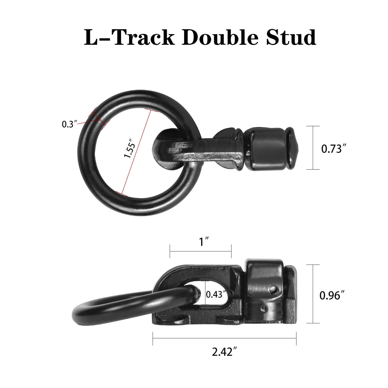 Black L-Track Tie Down System L-Track Rails and Single Stud Fittings Easy  Installation, Versatile Trailer Tie Down